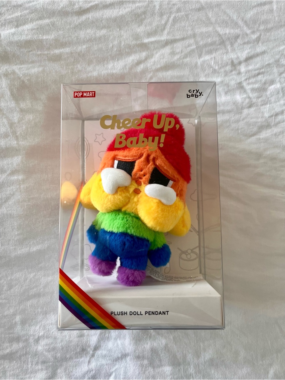 POP MART Crybaby Cheer Up Baby! Rainbow Plush Doll Pendant - Multicolor
